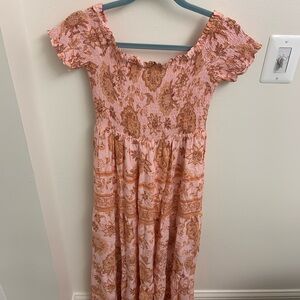Vici Pink and Orange Floral Maxi Dress